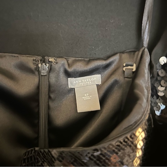Ann Taylor Little black sequin strapless dress with coordinating sequin cardigan - Picture 4 of 7
